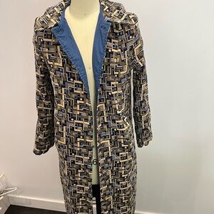 REVERSIBLE Geometric Patterned/Blue Coat